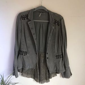 Free People Victorian Steam Punk Green Jacket